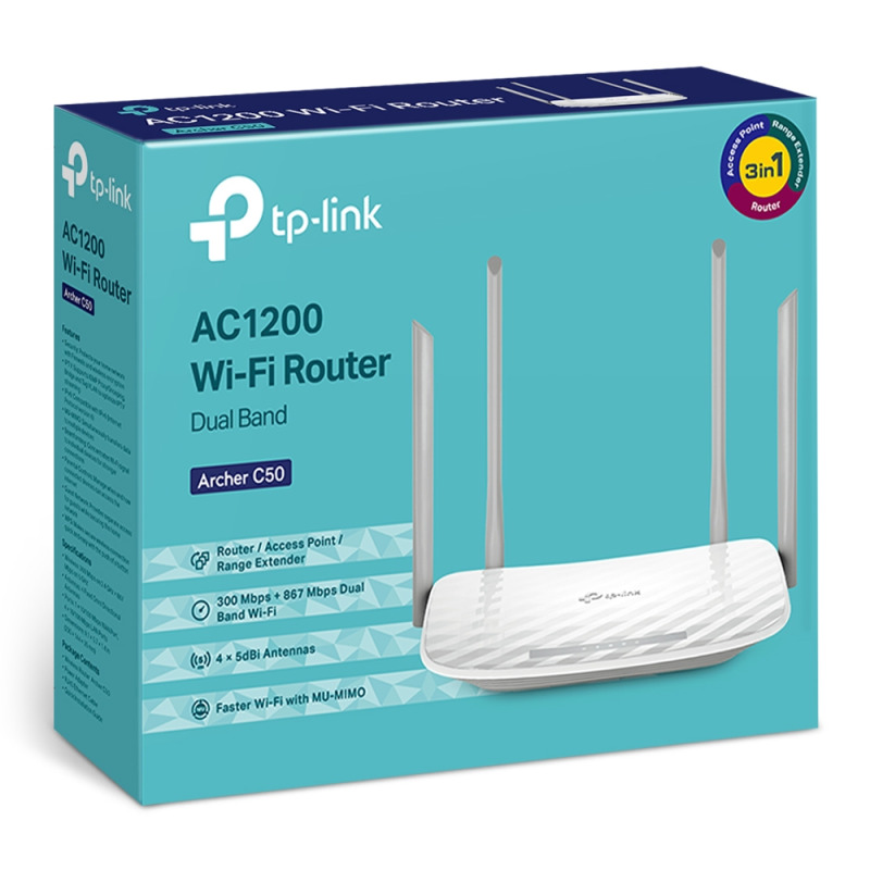 ROUTER WI-FI TP-LINK ARCHER C50 v6.0 AC1200 MU-MIMO MODO 3-EN-1 ROUTER/EXTENSOR/AP 4 ANT.EXT. 4 PTOS RJ45 10/100 image 6